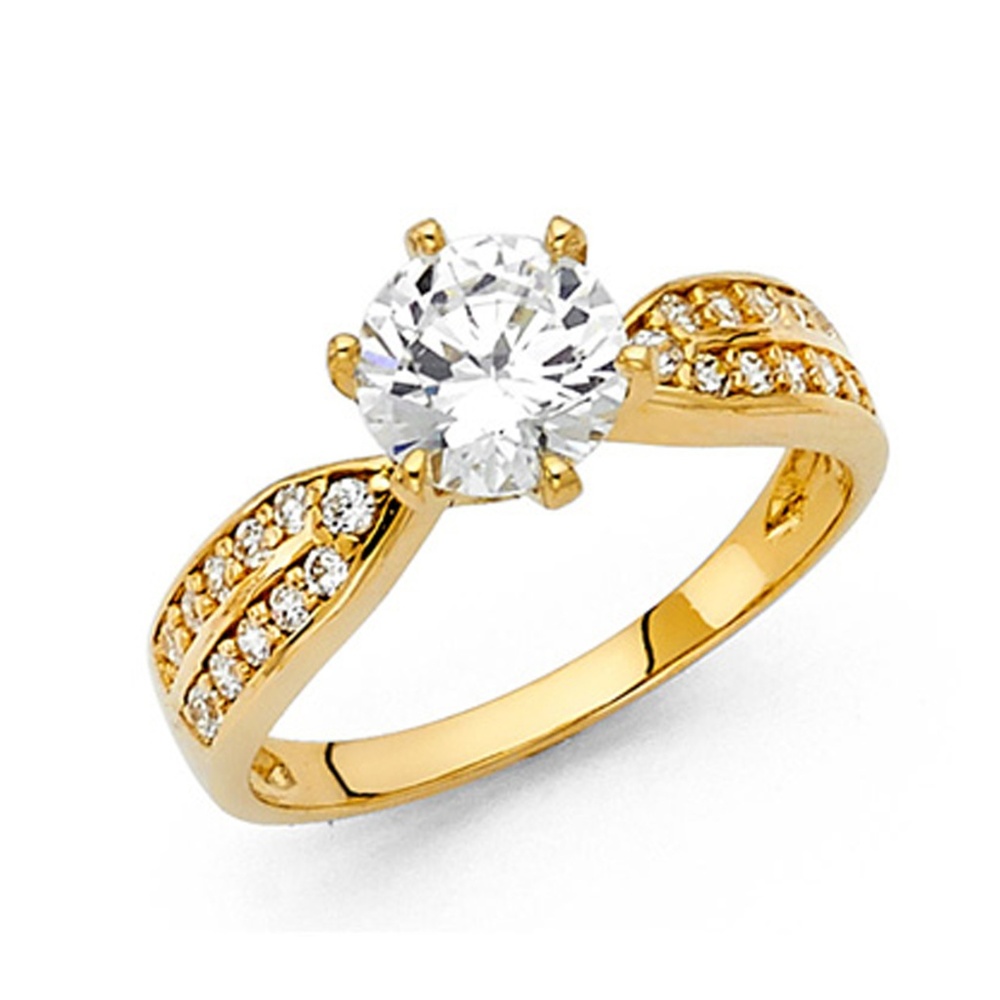 1.25-CT Tulip Round-Cut with Pave Side CZ Ring